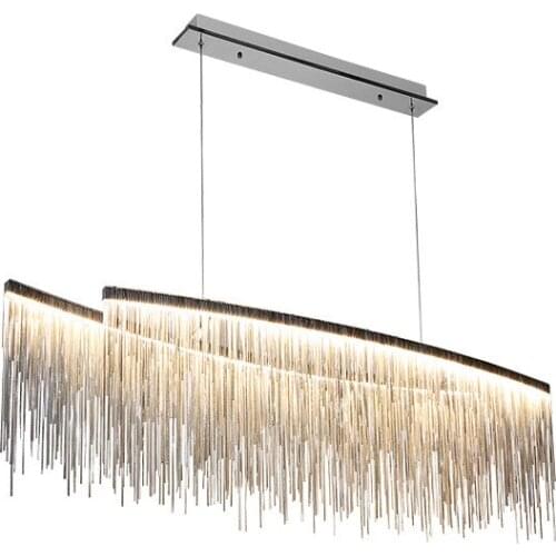 Modern Personality Double Head Aluminum Chain Tassel Pendant Lamp living room lights Villa Creative Restaurant Shop Lamps