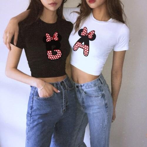 Slim Girls Vintage Cotton Tshirts 2021 Summer Fashion Ladies Cute Cartoon Print Short Tees Streetwear Women Sweet Soft Tops Chic