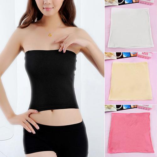 Women Girl Sexy Short Strapless Solid Color Bandeau Stretch Boob Tube Tank Top Christmas gift top bez ramiaczek топ бесшовные