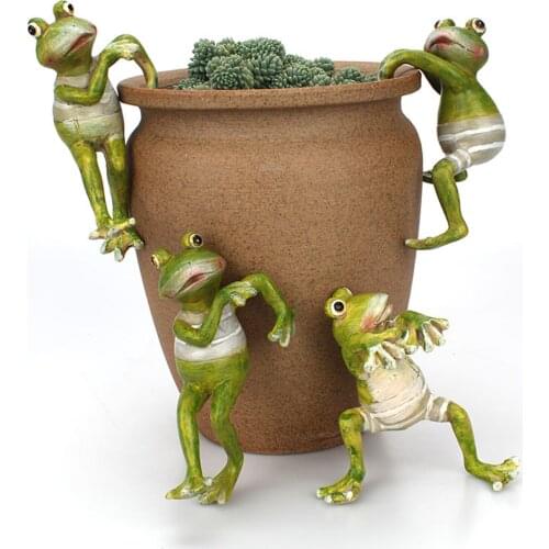 Climbing Frog Bonsai 4pcs/set Ornaments Creative Home Yard Desk Decoration Garden Resin