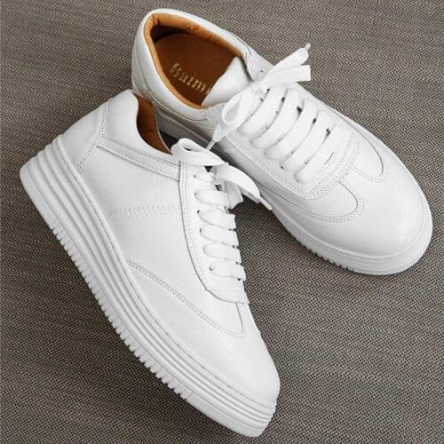 2020 Student Small white shoes women muffins sewing ballerina espadrilles elevated lace up loafers flats women large size 34-43