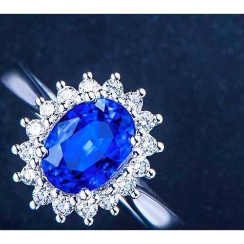 Gu Li Oval Blue Zircon Inlaid Crystal Womens Ring Fashion Exquisite Design Temperament Female Wedding Ring Jewelry
