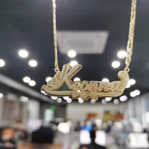 3Umeter 2020 NEW Gothic Pendant Necklace Women Custom Nameplate Necklace Gold Double Plating Name Necklace Gift Dropshipping