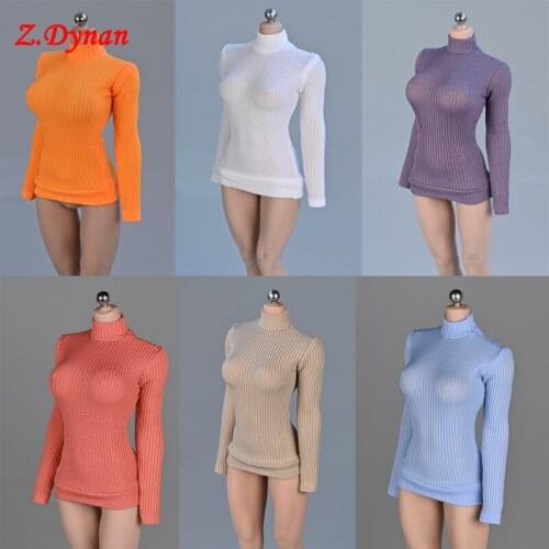 12 Color 1/6 Scale female clothing high collar sweater tight knit for 12inch TBL PH action figure dolls