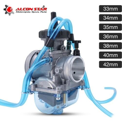Alconstar Open bottom cover 2T 4T Universal Keihin Motorcycle Carburetor 33 34 35 36 38 40 42mm With Power Jet For Racing Moto