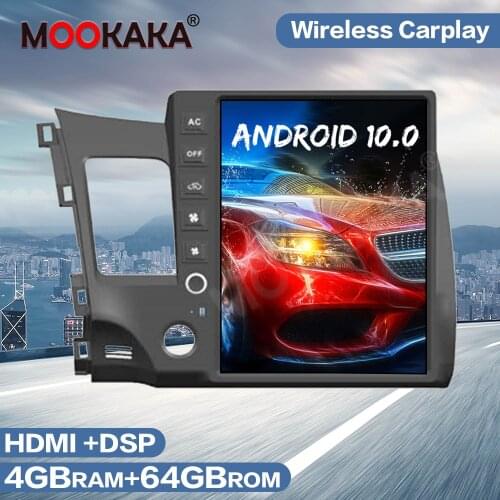 Wireless Carplay Android 10.0 Car Multimedia Player GPS Navigation For Honda Civic 2008-2011 64G Radio Auto Stereo Head Unit DSP