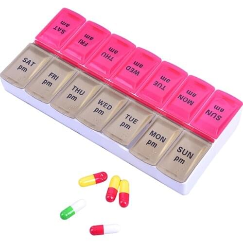 Large 7 Day Twice Daily (AM,PM) Pill Box Medicine Organiser With 14 Compartments