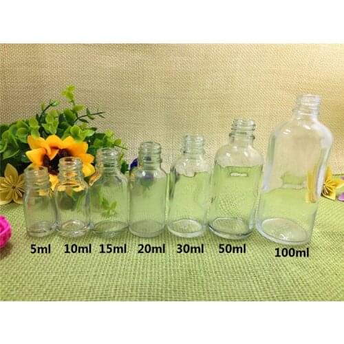 5/10/15/20/30/50/100ml size18/410 Essential Oil Bottles clear glass bottle transparent liquid refillable bottle wholesale