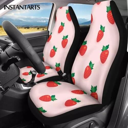INSTANTARTS Cartoon Fruit Pattern Vehicle Seat Covers Slip-Resistant Universal Car Front Seat Covers Durable Car Seat Protector