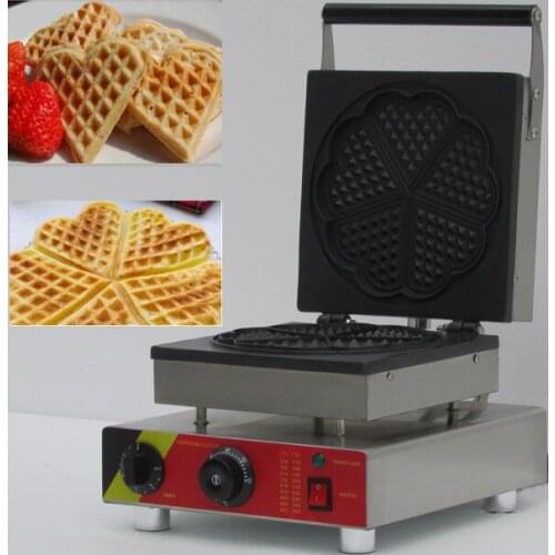 Four slices heart shape commercial waffle cone machine/ belgian waffle maker/electric pancake maker machine for sale