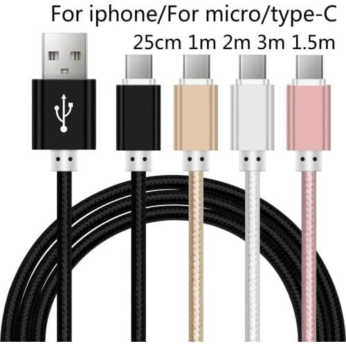 Data Type C Cable Micro USB Cable For iPhone iPad Charging Cable Samsung USB C for 8pin iOS 12 11 10 9 25cm 1m 2m 3m 1.5m 100pcs