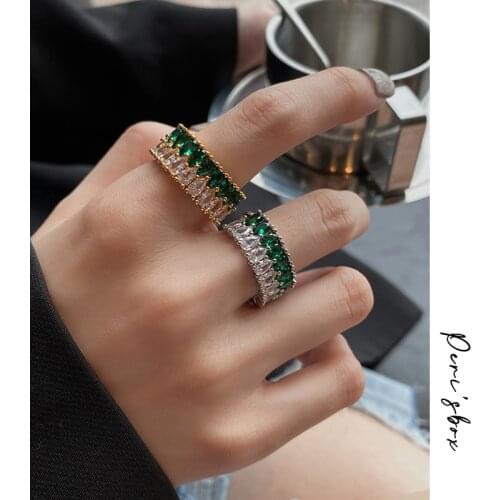 PerisBox Zircon Rings Collection Sparkly Pave Triangle Square Cz Crystal Open Finger Ring for Women Party Jewelry Gifts