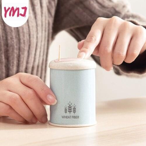 Automatic Toothpick Holder Container Wheat Straw Household Table Toothpick Storage Box Toothpick Dispenser Home Decor Container