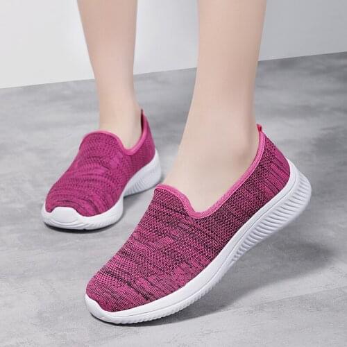 Womens Sneakers Summer Flat Bottom Breathable Walking Shoes Mesh Casual Slip-on Lightweight Shoes 35-42 Size