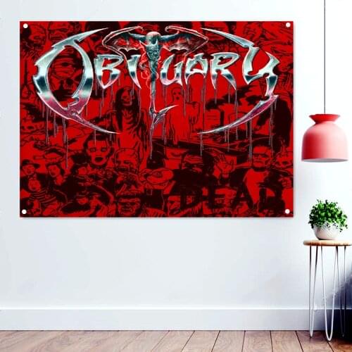 Blood Corpse Macabre Skull Art Banners Canvas Paintings Death Metal Artist Flags Wall Art Rock Band Icon Posters Hanging Cloth