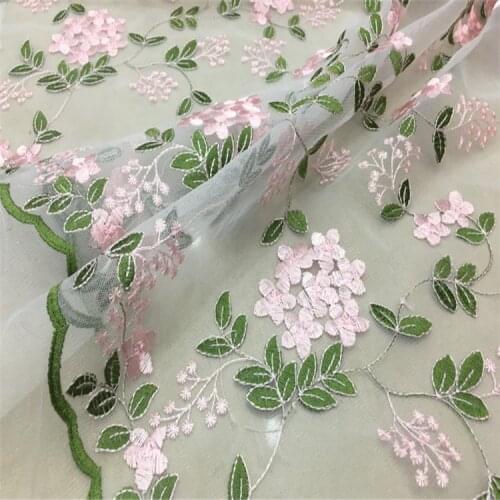 LASUI 1 y/1 lot multicolor 3D Leaflet flower embroidery lace fabric DIY for clothing skirt wedding dress material X0375