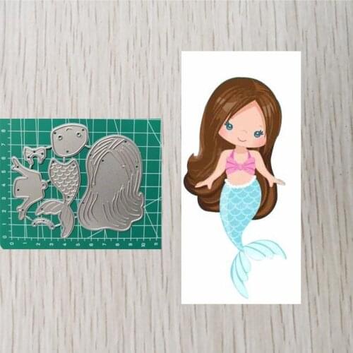 Little mermaid for Birthday Metal Cutting Dies stencils for Scrapbooking Valentines Day Card