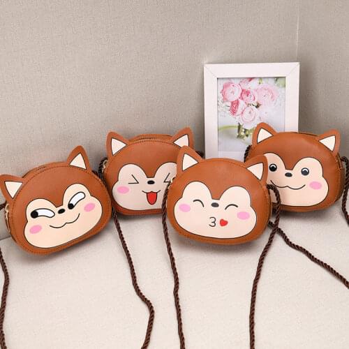 Cute PU Leather Childrens Crossbody Bags Cartoon Animal Girls Boys Mini Coin Purse Shoulder Bag Baby Kids Change Wallet Handbag