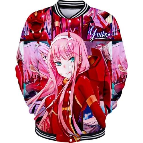 Fashion Baseball Jackets 3P Print DARLING in the FRANXX Sweatshirt Women Casual Jackets Men Kpop Streetwear 3D Baseball Jackets