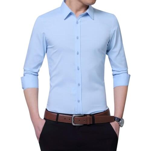 Mens Shirts New Casual Long Sleeved Shirt Slim Fit Man Social Business Dress Shirt Brand Clothing Plus Size 5XL
