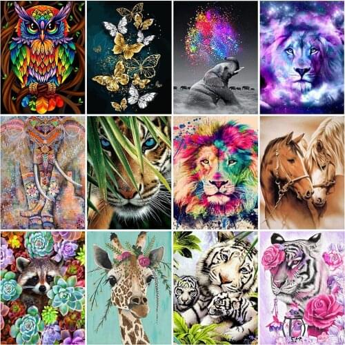 5D DIY Diamond Painting Animal Lion Cross Stitch Kit Full Drill Square Diamond Embroidery Elephant Mosaic Home Decoration Gift