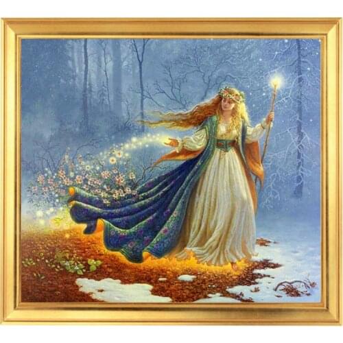 Golden Panno,Needlework,DIY DMC Cross stitch,Sets For Embroidery kit 14ct unprinted cotton thread Magic Girl Cross-Stitching