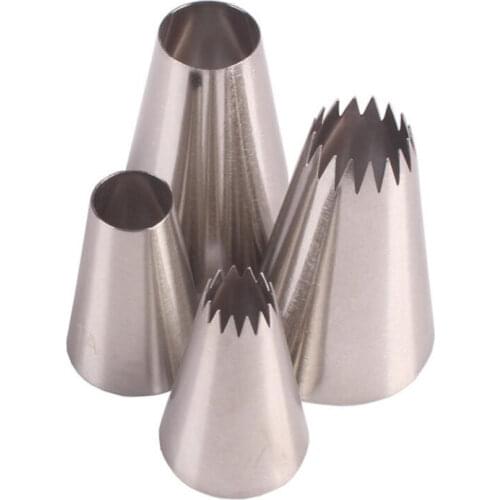 4Pcs Big Size Cream Cake Icing Piping Russian Nozzles Pastry Tips Stainless Steel Fondant Cake Decorating Tools