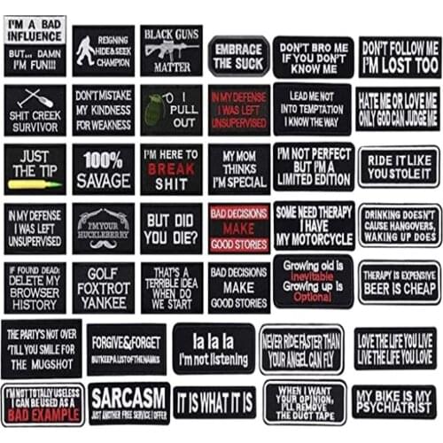 New Fashion Embroidery Patch Sticker Black and White English Letter Set Rectangle Patch DIY Clothing Accessories