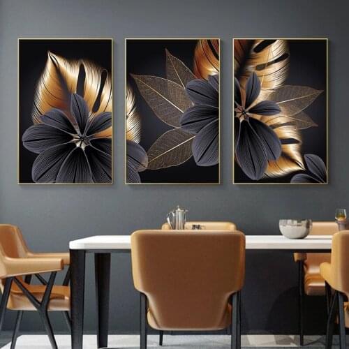 Golden Plant Leaf Canvas Posters Prints On the Wall Art Canvas Painting for Living Room Wall Pictures Home Wall Cuadros Decor