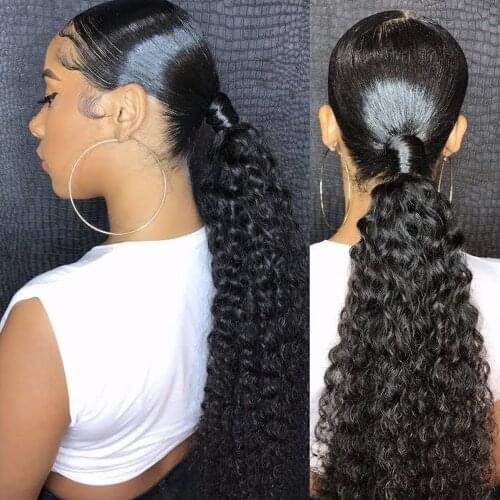 Sapphire Ponytail Human Hair Machine Remy Brazilian Kinky Curly Ponytail Hairstyles 100% Natural Hair Clip in Extensions