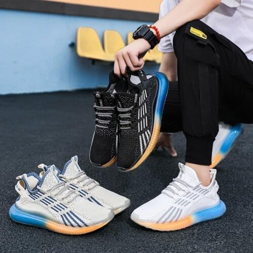 Summer Mesh Shoes Breathable Sneakers Knit Shoes Rainbow Jelly-soled Shoes Casual Shoes Comfortable Shock-absorbing Running Shoe