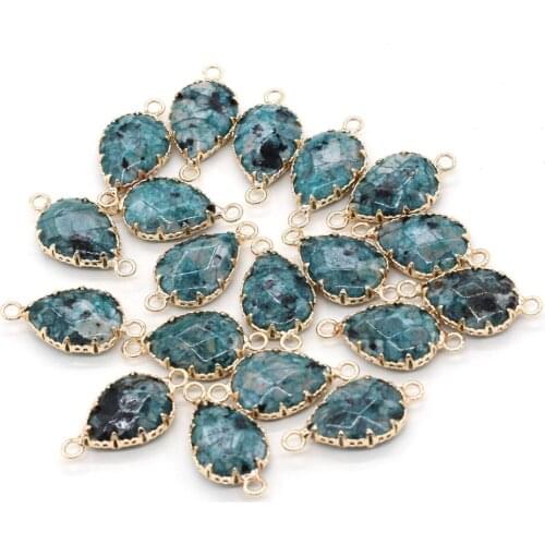 1PC Natural Crazy Agates Pendant Connectors Water Drop Shape Natural Stone Connectors for Jewelry Making DIY Necklace 14x28mm