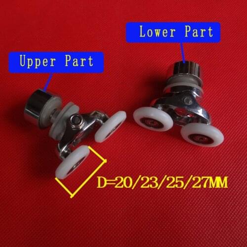 Zinc alloy double Shower room glass door rollers/wheels/pulley/runners diameter 20mm/23mm/25mm/27mm 8pcs/lot