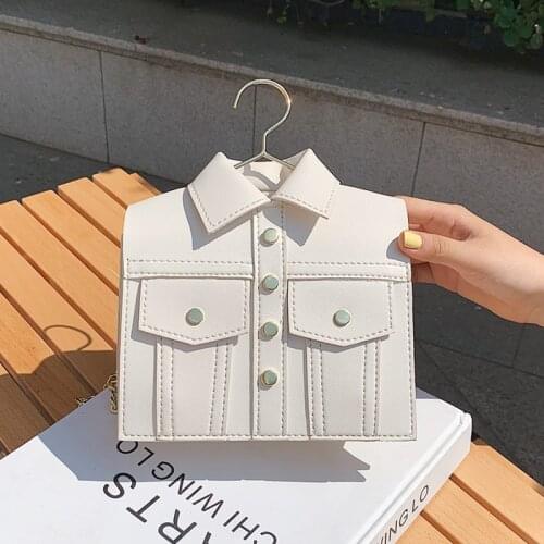 Unique Coat Shape Shoulder Bags for Women 2021 White Pu Leather Messenger Bag Brand Designer Handbag Female Chain Crossbody Bag
