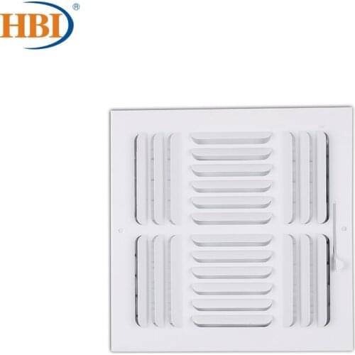 HBI 3-Way W10" x H10" Curved-Blade Ventilation Grille Air Outlet Valve Air Supply Register Air Vent Cover Steel Ceiling/Sidewall