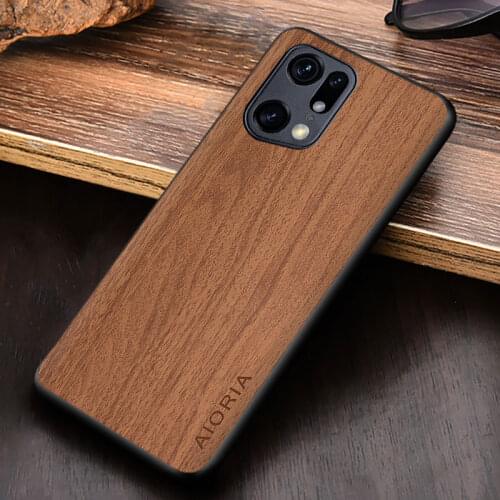 Vintage case for OPPO Find X3 Pro TPU+PC + woodLike PU leather skin coque fundas covers for OPPO Find X3