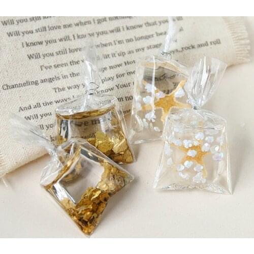 Yamily 6pcs/Resin Money Charm DIY Transparent Creative Korean Fresh Money Bag Pendants For Earring Necklace Keychain Bracelet