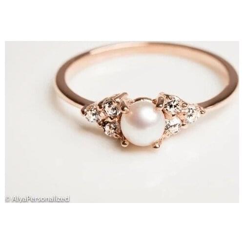 18K Rose Gold Jewelry Classic Pearl Rings Fine Accessories for Wedding Engagement Party For Girlfriend&Wife Gift Elegant Women