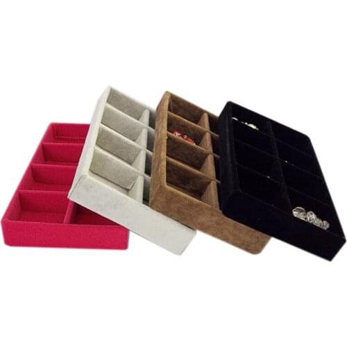 Jewelry flocked earring pendant ring jewelry 8-grid storage box 11*22cm