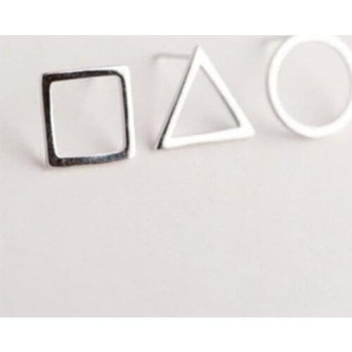 DreamySky 100% Pure Silver Color Geometry Earrings For Women Girls Christmas Gift Brincos Pendientes