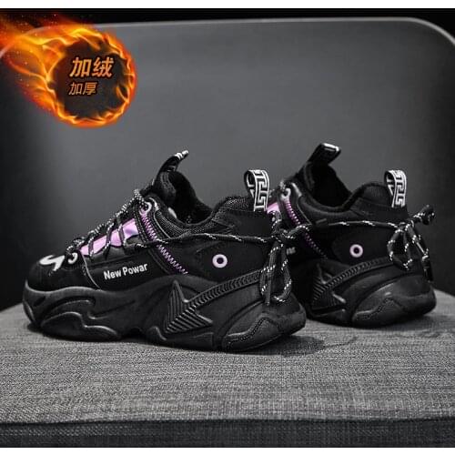 Womens Fashion Sneakers Lace-up Light Breathable Flats Shoes Keep warm Soft bottom Cotton Shoes Outdoor Damping Low Lady Shoes
