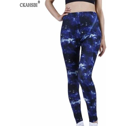 CKAHSBI Women High Waist Leggings Push Up Fitness Sport Running Night Sapphire Printed Pattern Bottom Spring Autumn Gym Pants