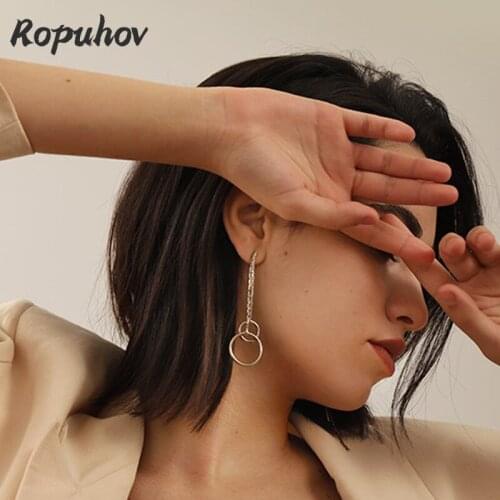 ROPUHOV 2021 Jewery Trendy Korean Fashion Cool Earrings Korean Simple Long Earrings New Tide Geometry Earrings Women