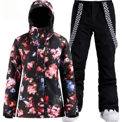 SMN Womens Snow Suit Wear Outdoor Sports Costumes Waterproof Windproof Snowboard Clothing Sets Ski Jackets + Pants Girls Brand