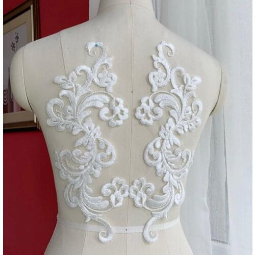 1Pair/2PC New High-demand Sewing Cotton Rope European Embroidery Lace Flower Stick Wedding Car-bone Lace Patch Lace Appliique