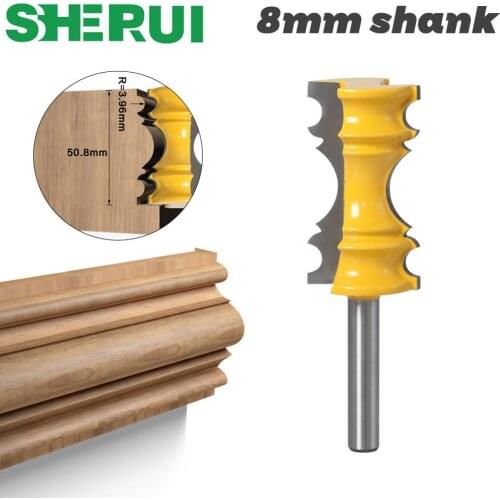 SHERUI 1pc Large Elaborate Chair Rail Molding Router Bit - 8mmShank Line knife Tenon Cutter for Woodworking Tools