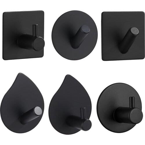 1PC Hook Rack Hangers Stainless Steel High-end Hook Self Adhesive Bathroom Towel Hook Stands Hanger for kitchen Organizer