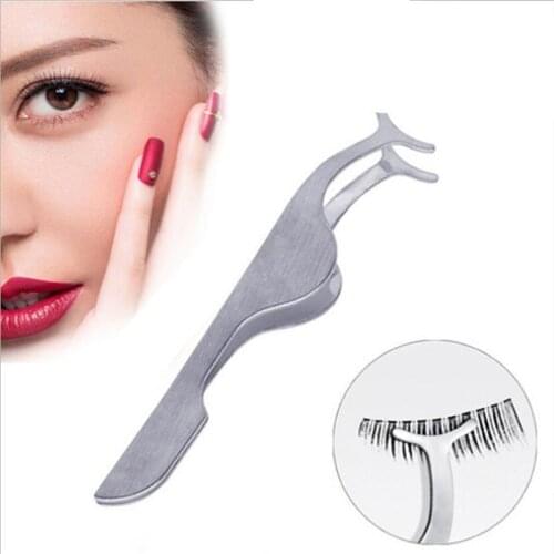 1pc False Eyelash Tweezers Fake Eye Lash Applicator Eyelash Extension Curler Nipper Auxiliary Clip Clamp Makeup Forceps Tools