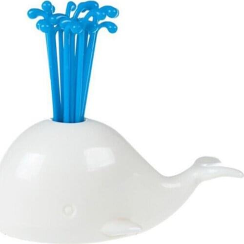 16Pcs/set Cute Whale Shaped Fruits Forks With Base, Household Food Toothpicks Dessert Tooth Picks Pastry Fork Kitchen Tableware