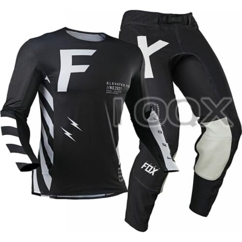 202 Black White MX ATV Flexair Rigz 360 Dirt Jersey Pants Combo Mountain Bicycle Racing Gear Set Motocross Motorcycle Kits